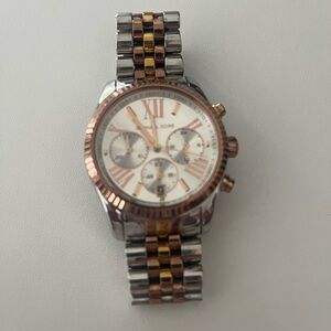 Michael Kors Two-Tone Silver and Rose Gold Watch